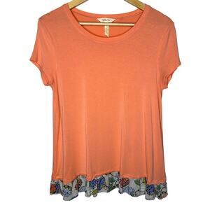 Matilda Jane Adventure Begins Pink Floral Hem TShirt Blouse Women's Small